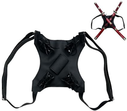 Gwezmxs Porte-Épée Médiéval pour Katana, Costume de Cosplay Samouraï pour Homme, Accessoire LARP, Noir