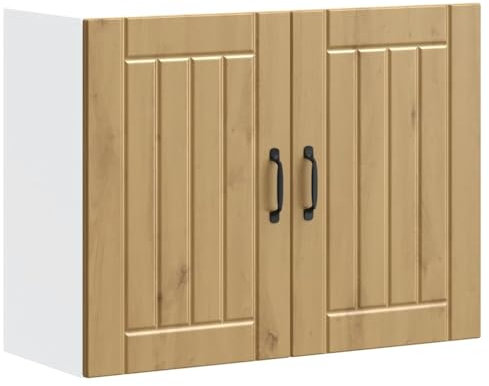 WIFESE Hängeschrank mit Tür Wandschrank Sideboard Küchenschrank Küchenmöbel Aufbewahrungsschrank Wandmontage Artisan-Eiche 80x31x60 cm Holzwerkstoff