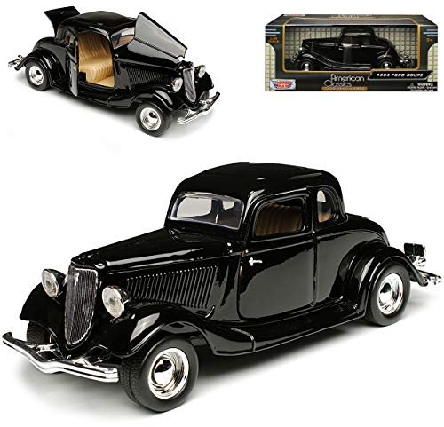 MOTORMAX Ford Coupe 1934 Hard Top Schwarz Oldtimer 1/24 Modellauto Modell Auto