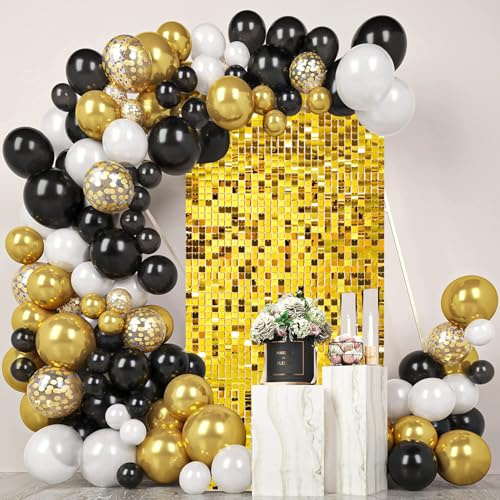 MSDADA 12 Stück Gold Glitzer Pailletten Hintergrund Wandpaneele, 90 x 120 cm Schimmernde Foto Hintergrund Dekoration für Hochzeit, Geburtstag, Party, Jahrestag