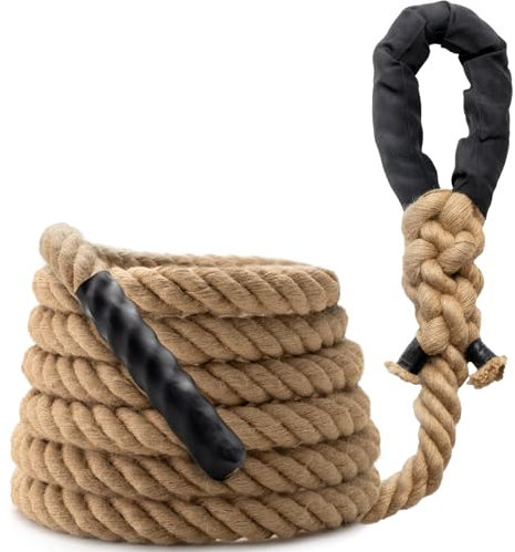 Sodlar Corda da arrampicata per allenamento in palestra – 15 m corda spessa in iuta resistente per adulti allenamento di forza all'aperto altalena albero indoor home fitness esercizio – 3,8 cm