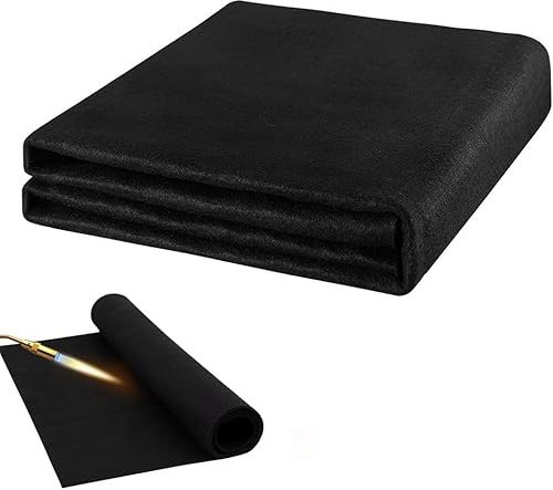 CEWROM Feuerfeste Unterlage, 100x100 cm Hitzeschutzmatte Hitzebeständig bis 982 °C, Stark Carbonfilz Feuerschutzmatte für Schweißen, Feuerschale und Camping