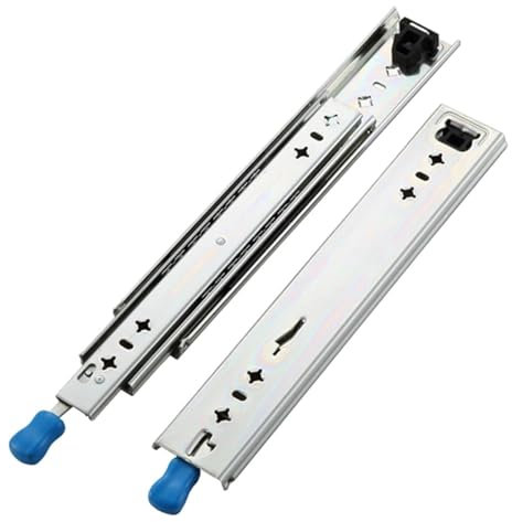 Glissières de tiroir à roulement à billes à extens Glissières de tiroir à trois volets, glissières robustes à extension complète avec roulements à billes verrouillables de 30 à 100 cm(18in (450mm))