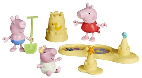 Peppa Pig Siblings Beach Day Playset with 3 Figures and 5 Accessories