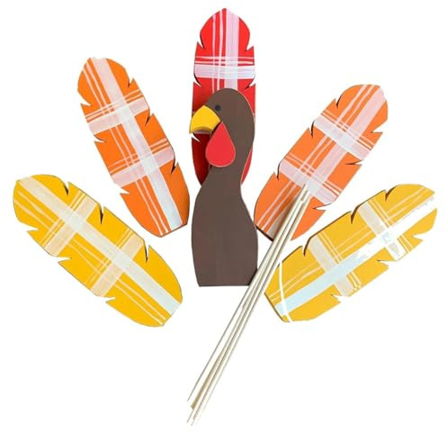 NONDK Wooden Turkey Planter Sticks,Thanksgiving Decorations for Outdoor Garden Farms Patio Thanksgiving Decorations Easy to Use