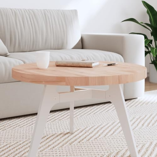 Runde Tischplatte Ø70x4 cm aus massiver Buche, 4 cm Starke Tischplatte aus Massivholz für Couchtisch oder Möbelprojekte, Ersatztischplatte mit glatter Oberfläche zur
