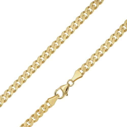 trendor Panzerkette für Damen und Herren 925 Silber Vergoldet 5,4 mm 21046 | zeitloses Schmuckstück für Frauen und Männer, elegante Geschenkidee,