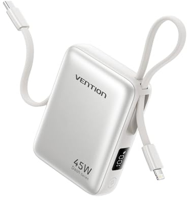 VENTION 45W 10000mAh Laptop Power Bank Schnellladung, Tragbarer Akku mit LED-Digitalanzeige, USB-C Power Bank für iPad, MacBook, iPhone 17, 16, 15, Galaxy S24, S23 usw