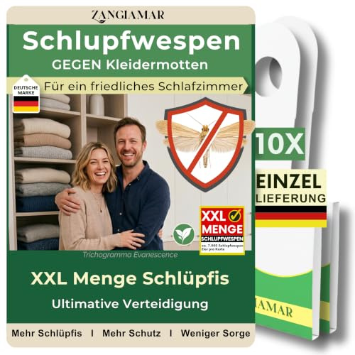 Schlupfwespen gegen Kleidermotten - XXL Menge, je 7000 Eier, 10 Karten | Schütze, was dir wichtig ist - frei von Motten und Sorgen. | Nur für kurze Zeit: 10 % Rabatt-Coupon