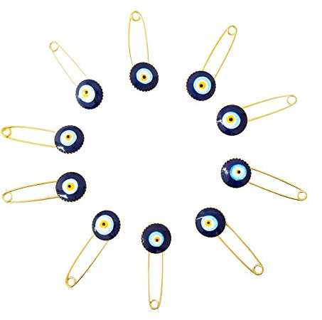 Remi Bijou Stecknadeln Anstecker Schmucknadel 10 STÜCK 24 MM - Brosche - Türkisches Auge Böser Blick