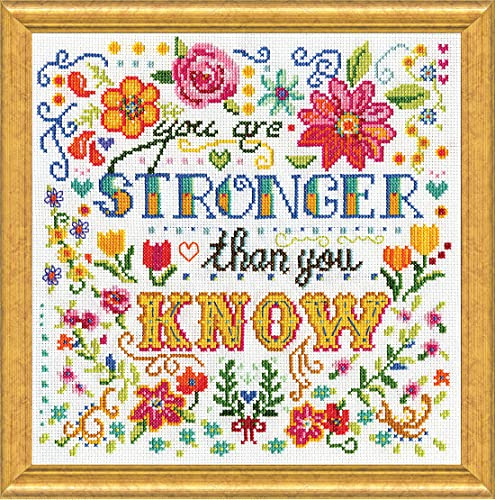 Design Works Stronger Cross Stitch Kit, Cotton, Multi-Colour, 25 x 25 x 0.1 cm