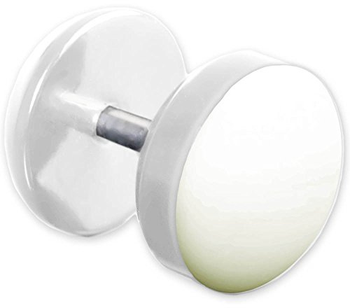 viva-adorno® 1 Stück Fake Plug Ohrstecker Edelstahl Acryl weiß mit farbig emaillierter Front Z465 Weiß/Weiß