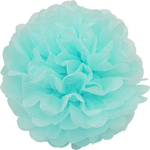 Creativery 10 Papier Pompon 20cm Set (helltürkis/Aqua 314) // Pompom Bommel Papier Kugel Seidenpapier Pompon Blumen Deko Hängedeko Raumdeko