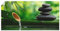 ARTLAND Wanddeko Poster & Kunstdrucke Wandposter 100x50 cm Wellness Zen Stein Fotografie Grün Bambusbrunnen und Zen-Stein S5YF