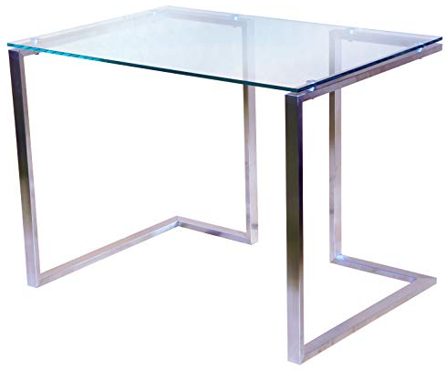 CHYRKA® Bürotisch Computertisch Beistelltisch Edelstahl Schminktisch Moderne Design Glas Schreibtisch (100x60 cm)