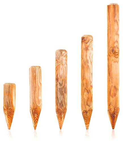 BooGardi Spitze Holzpalisaden in 39 Größen · ø 10cm Länge: 60cm · imprägnierte Baumpfähle · runde Holzpfosten · Garten-Palisade zur Beetumrandung oder Rasenkante