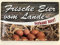 Blechschild 20x30cm gewölbt Frische Eier vom Lande Verkauf hier Huhn Hühner Sprüche Deko Geschenk Schild