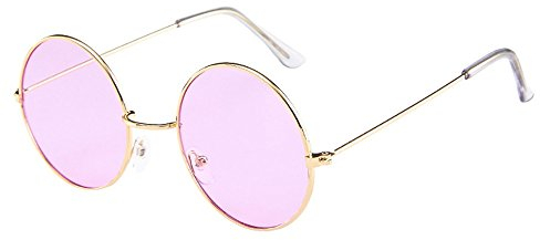 Lazzboy Frauen Männer Vintage Retro Brille Unisex Fashion Circle Frame Sonnenbrille Eyewear Klassische Lennon Runde Polarisierte Mit Schutz Paar Hippie Stil Kreis Farbige Gläser(E)