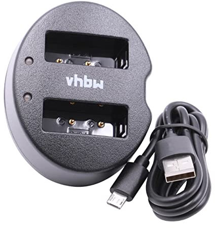 vhbw Dual USB Charger compatible with Olympus Pen E-PL5, E-P1, E-P7, E-P2, E-P3, E-PL1, E-PL3 Camera Battery - Cradle, Charging Status Indicator