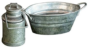 SELVA 3-teiliges Set – Eimer, Milchkanne und Wanne aus verzinktem Blech – bemerkenswerte Details in jeder KRIPPENLANDSCHAFT – ideal für Figuren zwischen 8 und 13 cm – EIN Spaß für Groß und Klein