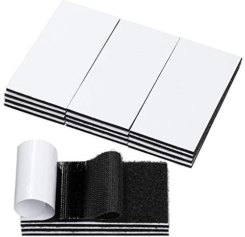 BRAVESHINE 12 Pack Industrial Strength Hook and Loop Strip Tape,Heavy Duty Sticky Pads,Self Adhesive Sticky Back Fastening Tape for Home, Office, School, Workshop Use (Black, 50x100mm)