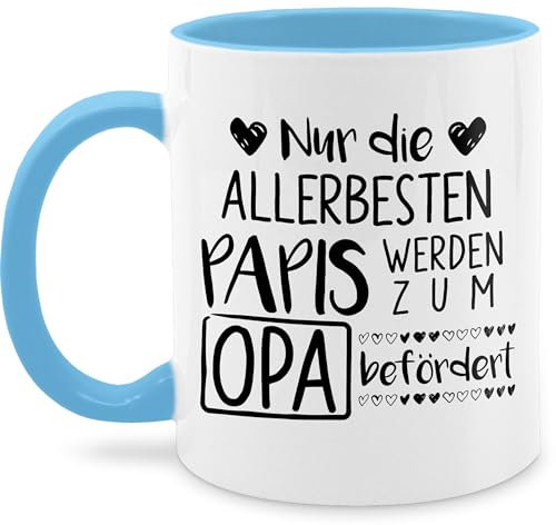 Tasse Tassen 325ml - Großvater - Nur die allerbesten Papis werden zum Opa befördert schwarz - 325 ml - Hellblau - coole+geschenke+für+opa geschenk für grossvater opas papa/opa kaffeetasse