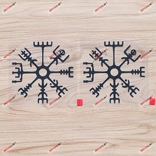 Vegvisir Kompass Rune Runisch Wikinger Nordisch Aufkleber Vinyl Sticker - 2er-Pack Schwarz, 10,2 cm - Ohne Hintergrund für Auto Boot Laptop Tasse Handy 06020