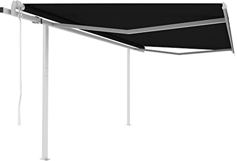 vidaXL Gelenkarmmarkise Automatisch mit Pfosten Markise Sonnenmarkise Balkonmarkise Sonnenschutz Sichtschutz Terrasse Garten 4,5x3,5m Anthrazit