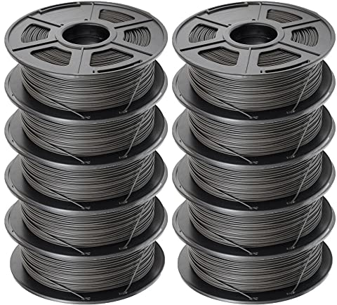 Metallgefülltes 3D-Druckerfilament, Eisenfilament 1,75 mm, 0,5 kg Spule (1,1 lbs), Rost in hoher Temperatur und feuchter Umgebung und von Magneten angezogen-Schwarz 10kg_1,75 mm