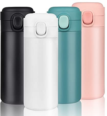 YINJAM 450ML Travel Mug Reusable Coffee Cup Insulated Thermal Mug Stainless Steel Leakproof Flask Tumbler for Hot Cold Drinks (White)