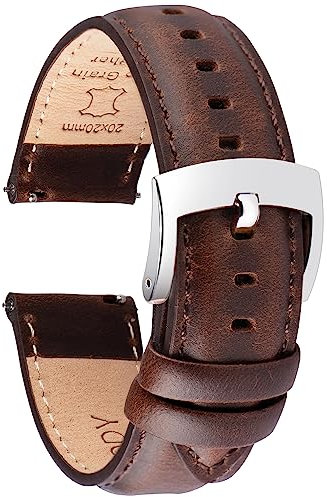OTTOODY Leder Uhrenarmbänder 18mm 20mm 21mm 22mm Armband, Schnellverschluß Eleganten Leder Uhrenarmband für Herren und Damen, Hochwertige Ersatz Leder Armband für Uhr und Smartwatch