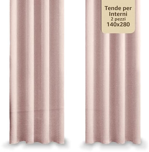 Generico Tende per Interni Moderne 140x280cm - Tende Camera da Letto Moderna Oscuranti per Soggiorno 2 Pezzi - Tendaggi con Anelli Cipria