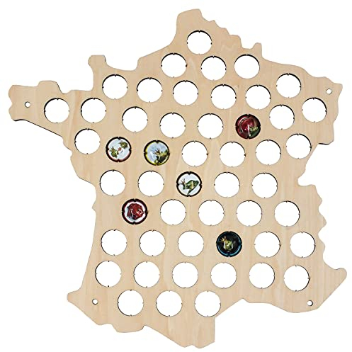 SAFE Tableau Bois Capsules Champagne – 50 emplacements – 40×40 cm – Support Mural avec Chevilles – Idée Cadeau pour Amateur de vin & Champagne – Déco Murale Bar/Cuisine
