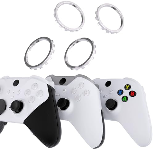 eXtremeRate Anelli di Levette Analogiche per Xbox Series X S Controller ASR Versione Cover Custodia,Accessori Ricambio per Xbox One Elite/Elite Series 2 Controller Joystick-Argento Cromo