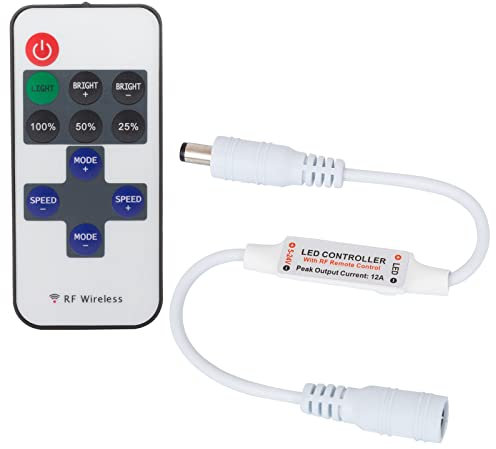 Planetitaly Centralina dimmer controller 12V 24V 6A telecomando RF 8 effetti strip strisce LED