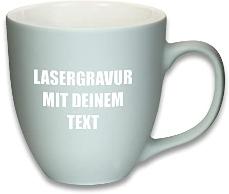 Mahlwerck XL Jumbotasse, selbst gestalten, große Porzellan-Kaffeetasse mit matter Oberfläche, Tasse personalisieren mit Namen, Geschenk, 400-450ml, mit eigener Textgravur, Cool Blue