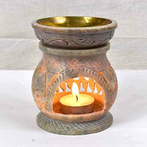 Ölbrenner Aroma Diffusor | Speckstein Teelichthalter (Design 1)