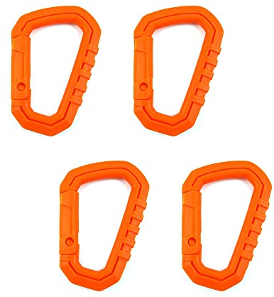 Karabinerhaken, 4 Stück, Kunststoff, D-Ring, taktische Karabiner-Clips, hängende Schnalle, Schlüsselanhänger für Rucksack, Camping, Wandern, Orange