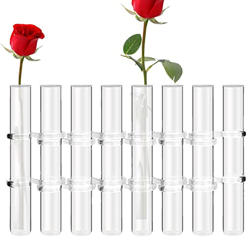 Aufklappbare Blumenvase, Durchsichtige Aufklappbare Vasen Für Blumen, Set Mit 6/8 Stück Reagenzgläsern, Blumenvasen, Glasvase Mit Ständer, Reagenzglas, Aufklappbares Pflanzenvasen-Display Set