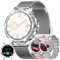 Montre Connectée Femme avec Appels Bluetooth, 1,2'' Smartwatch Diamond avec 123 Modes Sportifs/SpO2/Fonction Féminine/Lecteur de Musique/Fréquence Cardiaque/Sommeil/pour Android iOS (Argent)