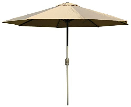 LBONG Sonnenschirm Gartenschirm Tischschirm mit Kurbel Marktschirm knickbar, für Garten, Balkon und Terrasse(270cm,Brown)
