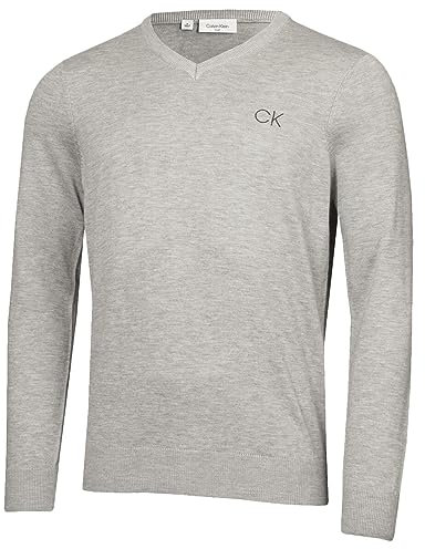 Calvin Klein Mens V-Neck Tour Golf Sweater - Silver - XXXL