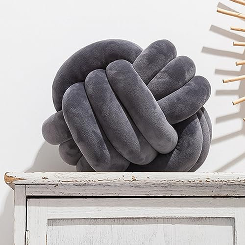 2 Stück Knotenkissen,Geknotetes Kissen Plüsch Kissen Rund Weiche Knoten Ball Kissen Knot Kopfkissen Ästhetisch Knoten Dekokissen Handgemachtes Geknotete Wurfkissen für Sofa Bett Zimmer Dekor F 35cm