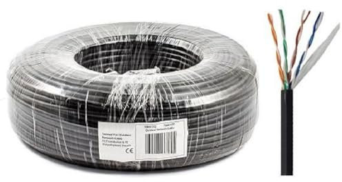 RosenetSys Budget - Cavo di rete esterno Cat5e-CCA UTP per esterni, con bobina a spirale, Cat 5e, 100 m