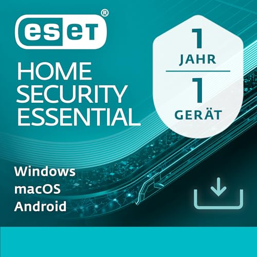 ESET HOME Security Essential 2025 | 1 Gerät | 1 Jahr | inklusive Sicheres Banking & Surfen, Sicheres Heimnetzwerk, Webcam-Schutz | Windows, macOS und Android | Aktivierungscode per E-Mail