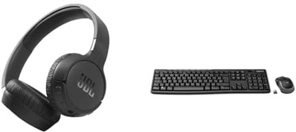 JBL Tune 660 BTNC On-Ear Active Noise Cancelling Kopfhörer Pure Bass Sound & Logitech MK270 Kabelloses Set mit Tastatur und Maus für Windows