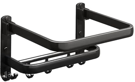 rockible Badezimmer Haushalt Regal Handtuch Rack Becken Aufhänger Faltbare Bad Veranstalter, Doppelstange und Haken