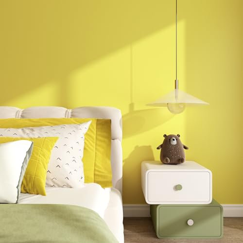 ReWallpaper 60cm×5m Peel and Stick Wallpaper for Living Room Yellow Vinyl Film for Furniture Sticky Back Plastic Roll Kitchen Removable Wallpaper Nursery Wall Paper Roll for Desk Doors Shelves Table