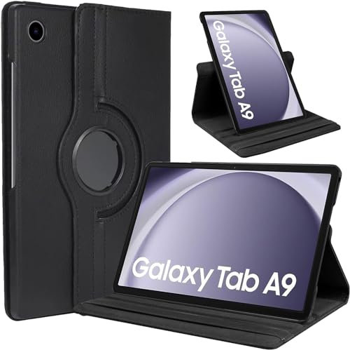 World biz Case Fits Samsung Galaxy Tab A9 8.7-Inch 2023 (SM-X110/X115/X117), 360 Degree Rotation Protective Stand Leather Folio Cover Back, Auto Wake/Sleep All-New Galaxy Tab A9 8.7’’ Tablet (Black)
