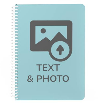Wanapix | Heft A5 bedrucken | Enthält 100 karierte Blätter à 80 g | 250 g Cover personalisiert mit Foto, Logos, Texten oder Designs | Transparente Spirale | 100% Personalisierbar